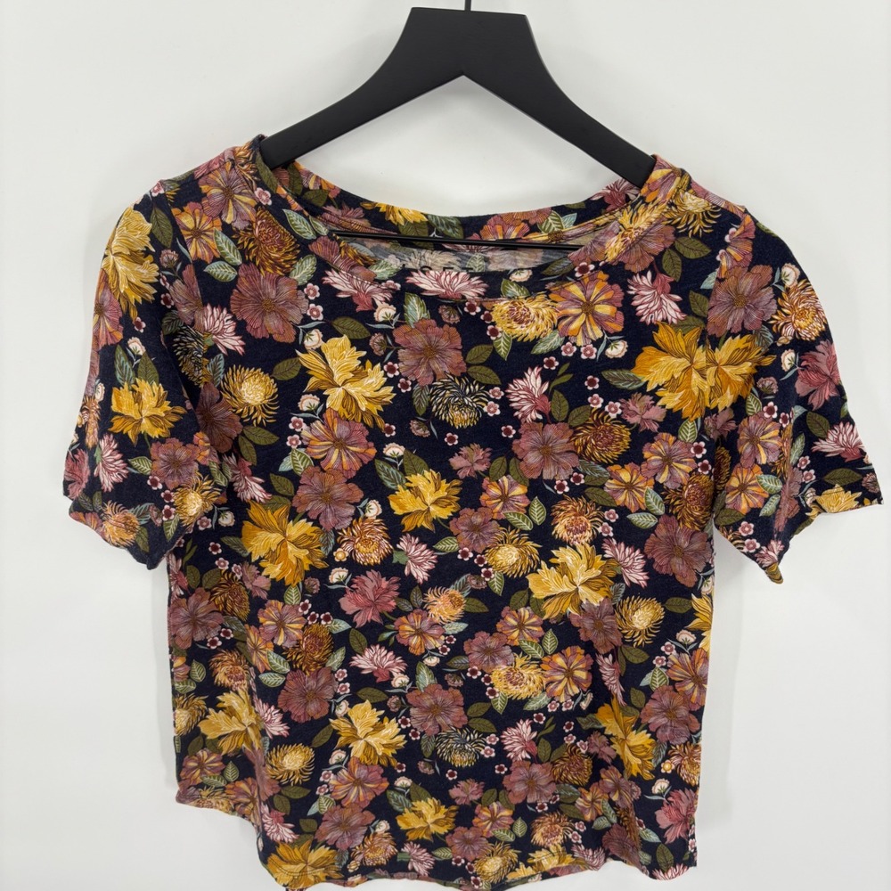LOFT Vintage Soft Floral Print Short Sleeve T Shirt Womens Small Boho Cottage - Picture 7 of 15